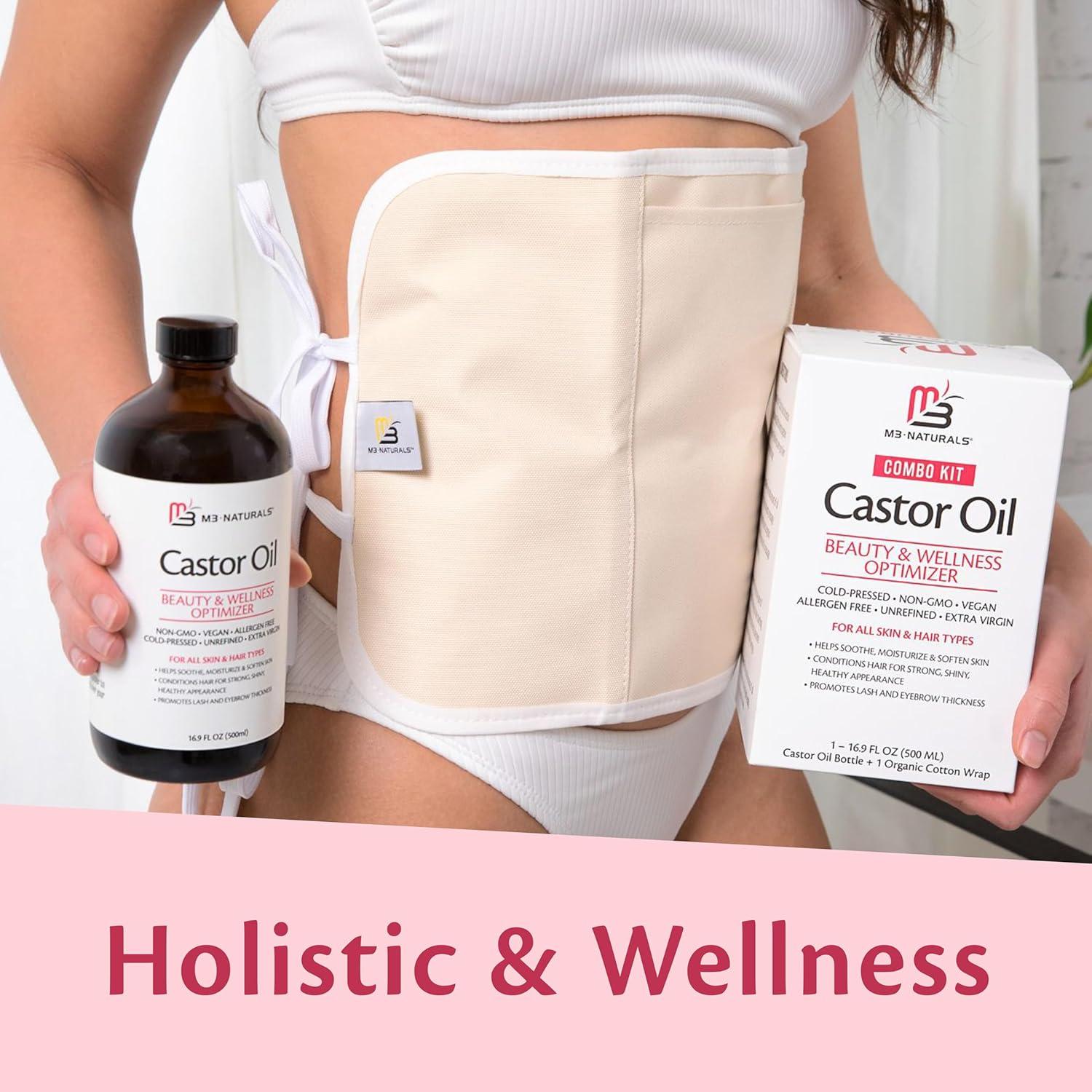 image100 Pure Organic Castor Oil for Hair Lash and Eyebrow Growth Lymphatic Drainage and Skin Hydration HexaneFree Cold Pressed Unrefined in a 4 fl oz Glass Bottle with DropperCastor Oil Wrap Kit