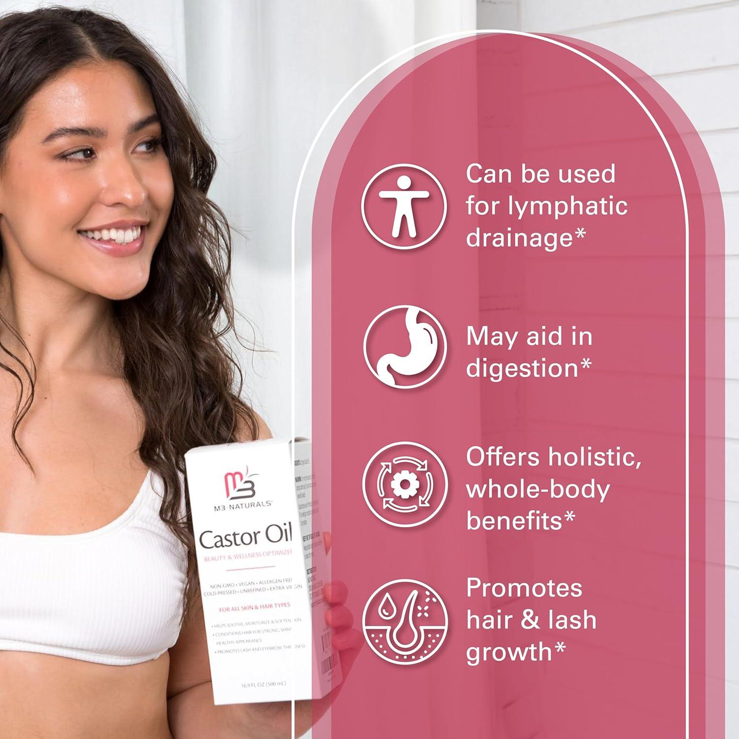 image100 Pure Organic Castor Oil for Hair Lash and Eyebrow Growth Lymphatic Drainage and Skin Hydration HexaneFree Cold Pressed Unrefined in a 4 fl oz Glass Bottle with DropperCastor Oil 500 ML