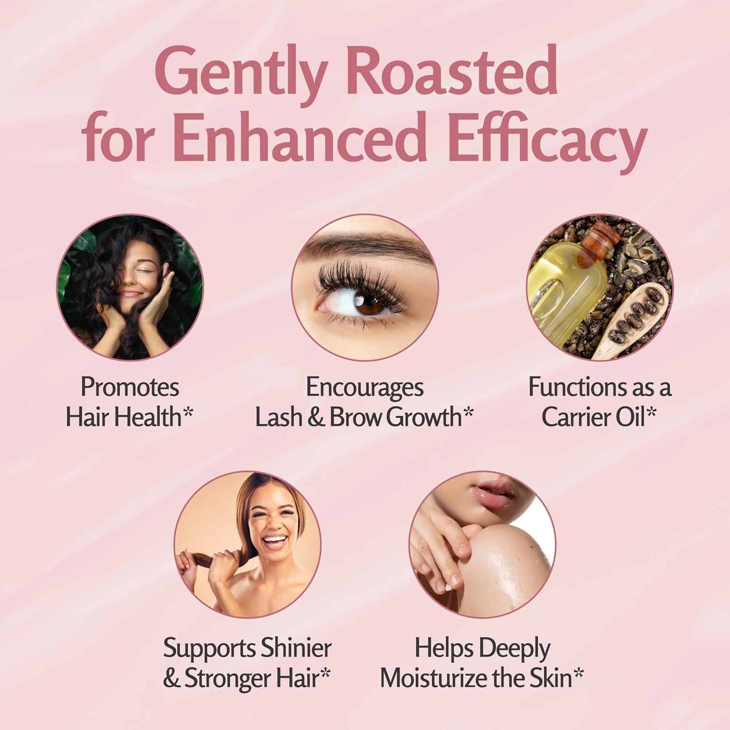 image100 Pure Organic Castor Oil for Hair Lash and Eyebrow Growth Lymphatic Drainage and Skin Hydration HexaneFree Cold Pressed Unrefined in a 4 fl oz Glass Bottle with DropperBlack Castor Oil