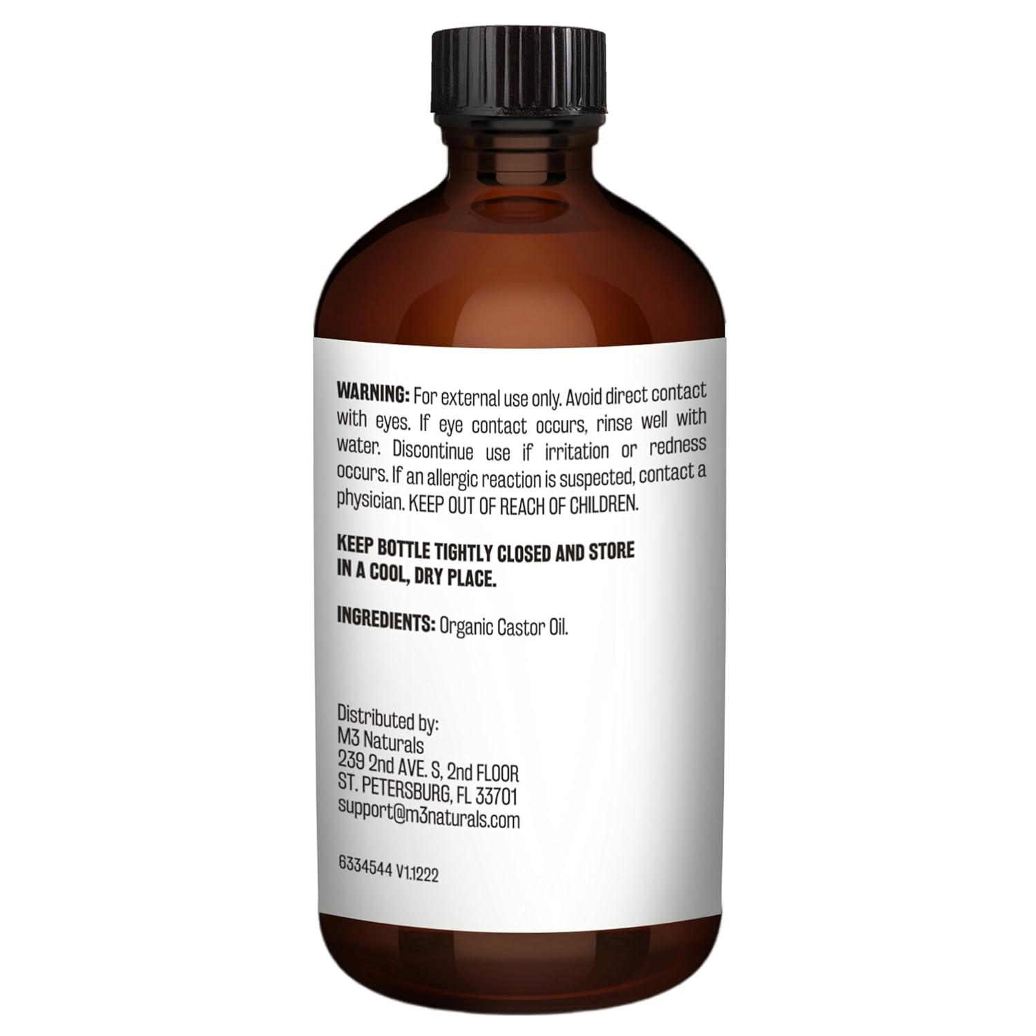 image100 Pure Organic Castor Oil for Hair Lash and Eyebrow Growth Lymphatic Drainage and Skin Hydration HexaneFree Cold Pressed Unrefined in a 4 fl oz Glass Bottle with DropperCastor Oil 500 ML