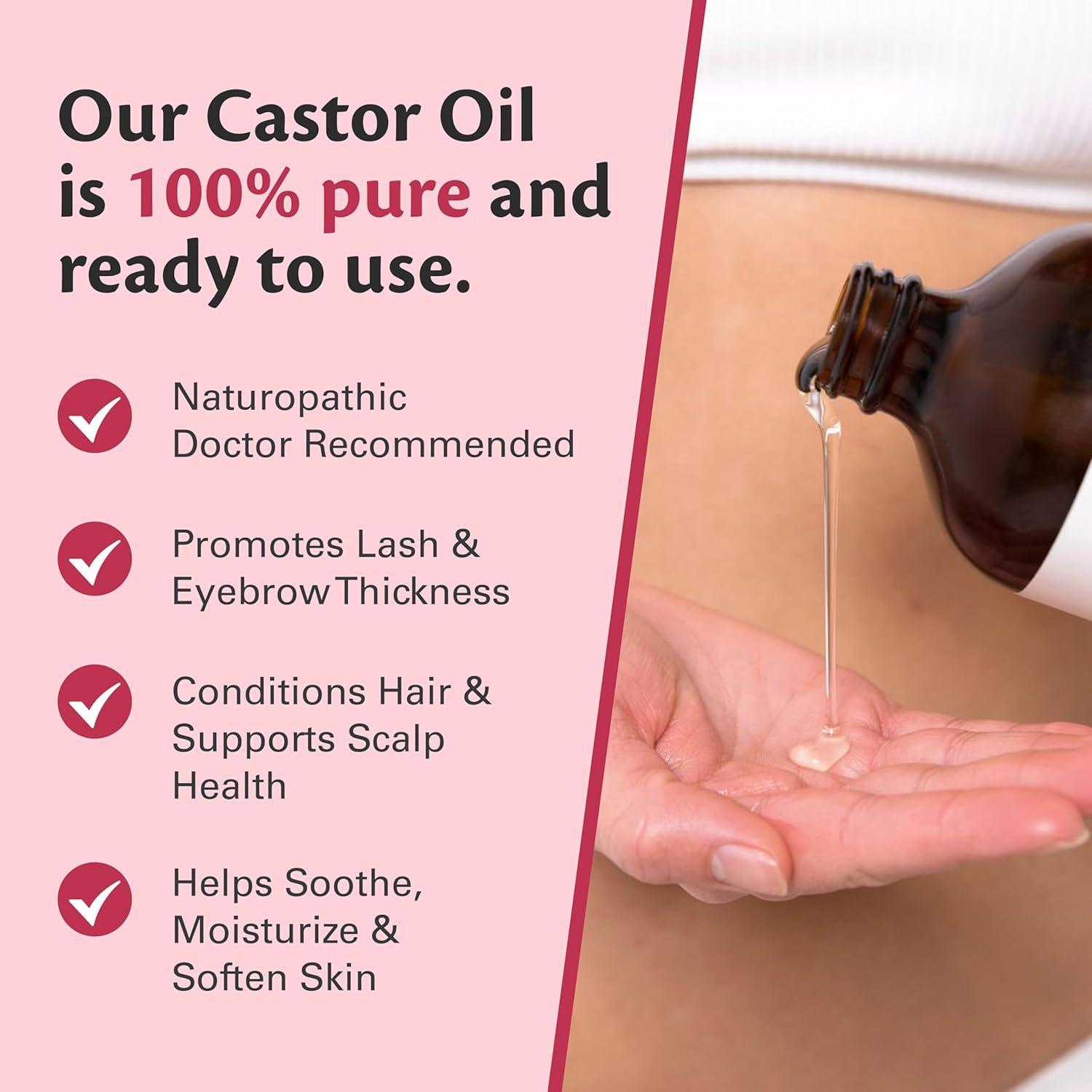 image100 Pure Organic Castor Oil for Hair Lash and Eyebrow Growth Lymphatic Drainage and Skin Hydration HexaneFree Cold Pressed Unrefined in a 4 fl oz Glass Bottle with DropperCastor Oil 500 ML