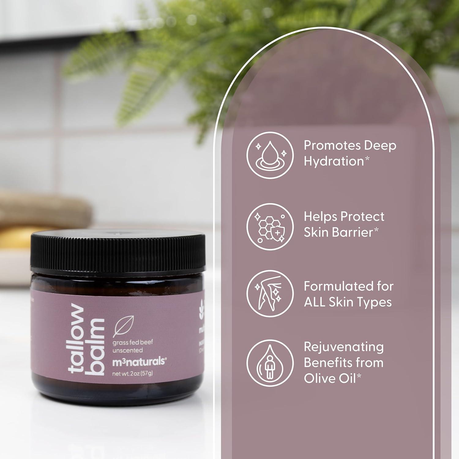 image100 Unscented Grass Fed Beef Tallow for Skin Body and Face Fragrance Free Moisturizing Honey Balm with ColdPressed Olive Oil and Beeswax Suitable For Dry Sensitive ampamp Irritated Skin 2 oz 57g