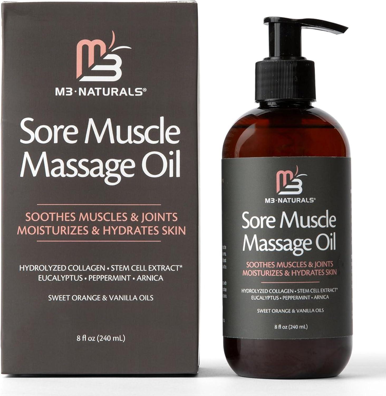 imageArnica Sore Muscle Massage Oil with Collagen Stem Cells and Menthol AntiCellulite Therapy for Full Body FastAbsorbing Multipurpose Treatment 8 fl oz by M3 NaturalsSore Muscle 1 Pack