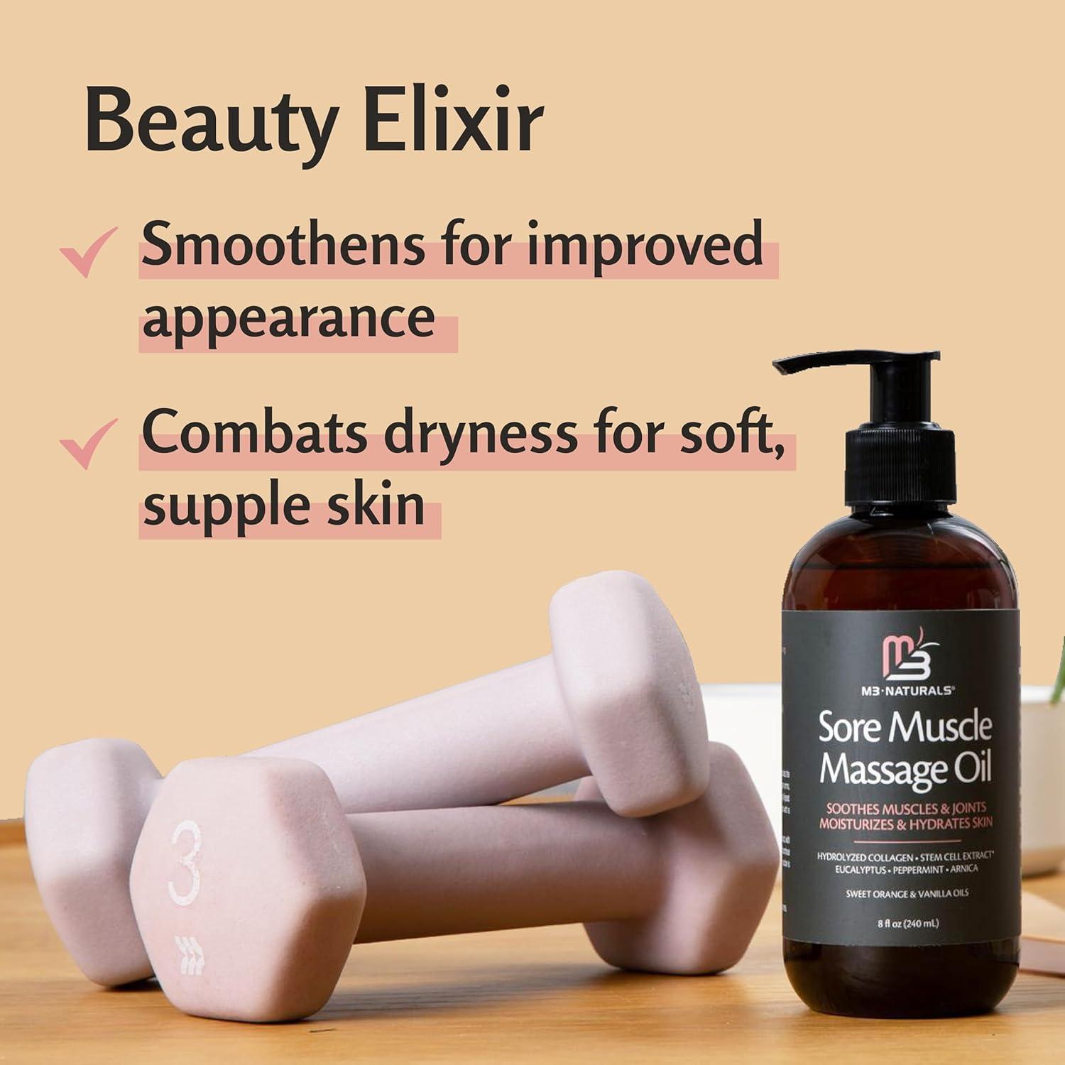 imageArnica Sore Muscle Massage Oil with Collagen Stem Cells and Menthol AntiCellulite Therapy for Full Body FastAbsorbing Multipurpose Treatment 8 fl oz by M3 NaturalsSore Muscle 1 Pack