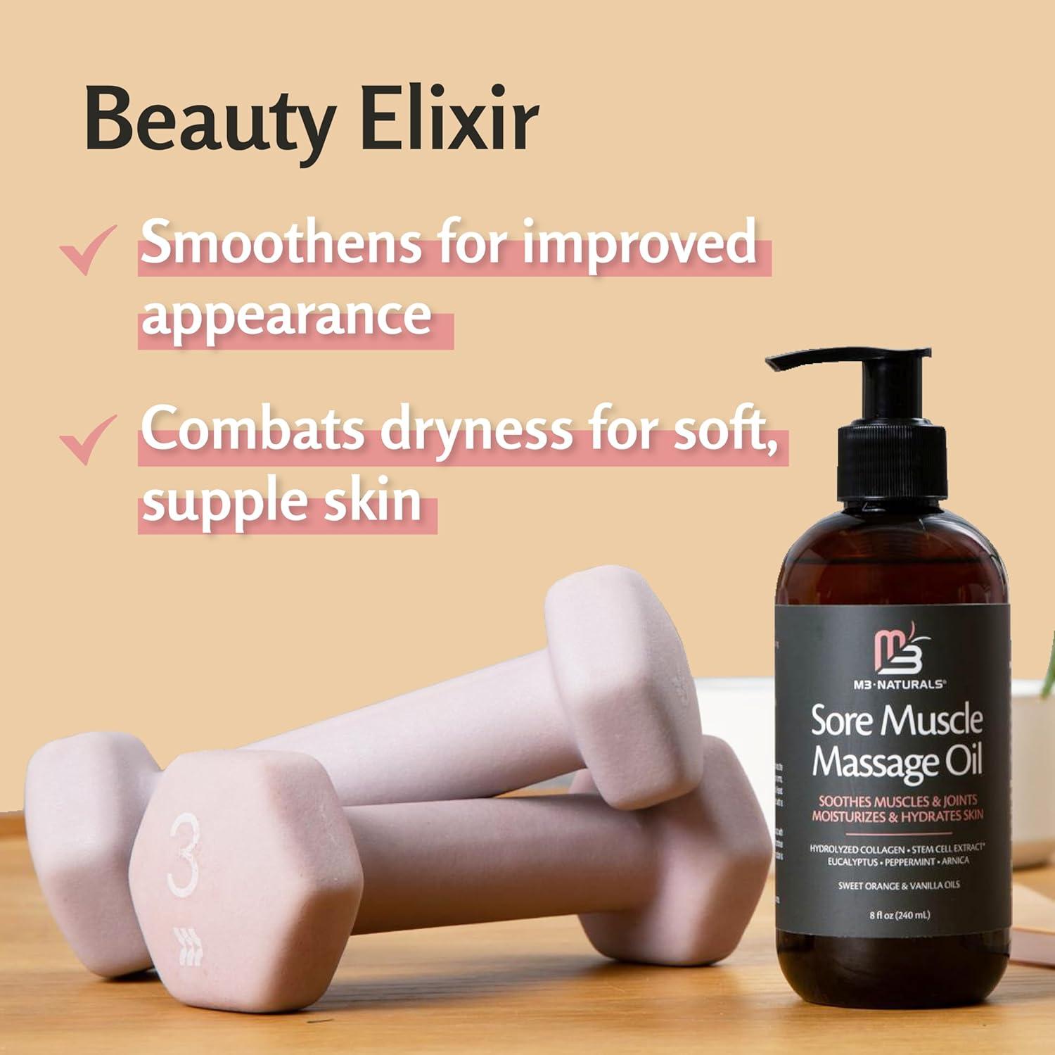 imageArnica Sore Muscle Massage Oil with Collagen Stem Cells and Menthol AntiCellulite Therapy for Full Body FastAbsorbing Multipurpose Treatment 8 fl oz by M3 NaturalsSore Muscle 2 Pack