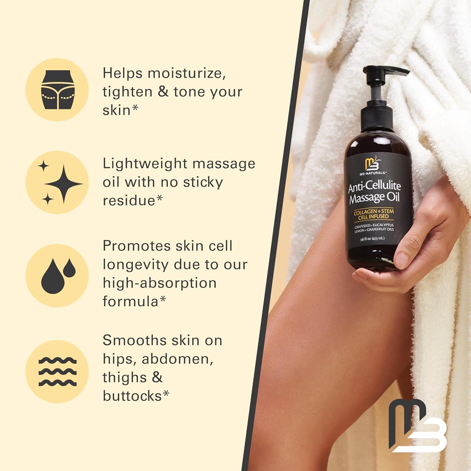 imageArnica Sore Muscle Massage Oil with Collagen Stem Cells and Menthol AntiCellulite Therapy for Full Body FastAbsorbing Multipurpose Treatment 8 fl oz by M3 NaturalsAntiCellulite Oil 16oz Pack of 1