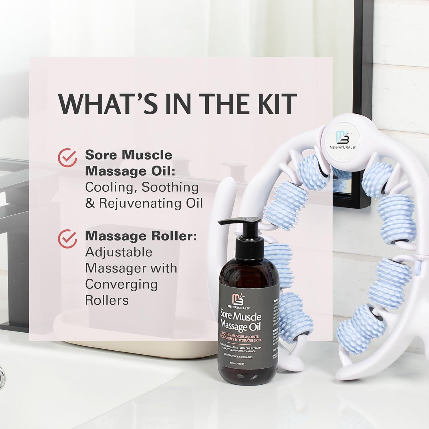 imageArnica Sore Muscle Massage Oil with Collagen Stem Cells and Menthol AntiCellulite Therapy for Full Body FastAbsorbing Multipurpose Treatment 8 fl oz by M3 NaturalsSore Muscle Anti Cellulite Massager