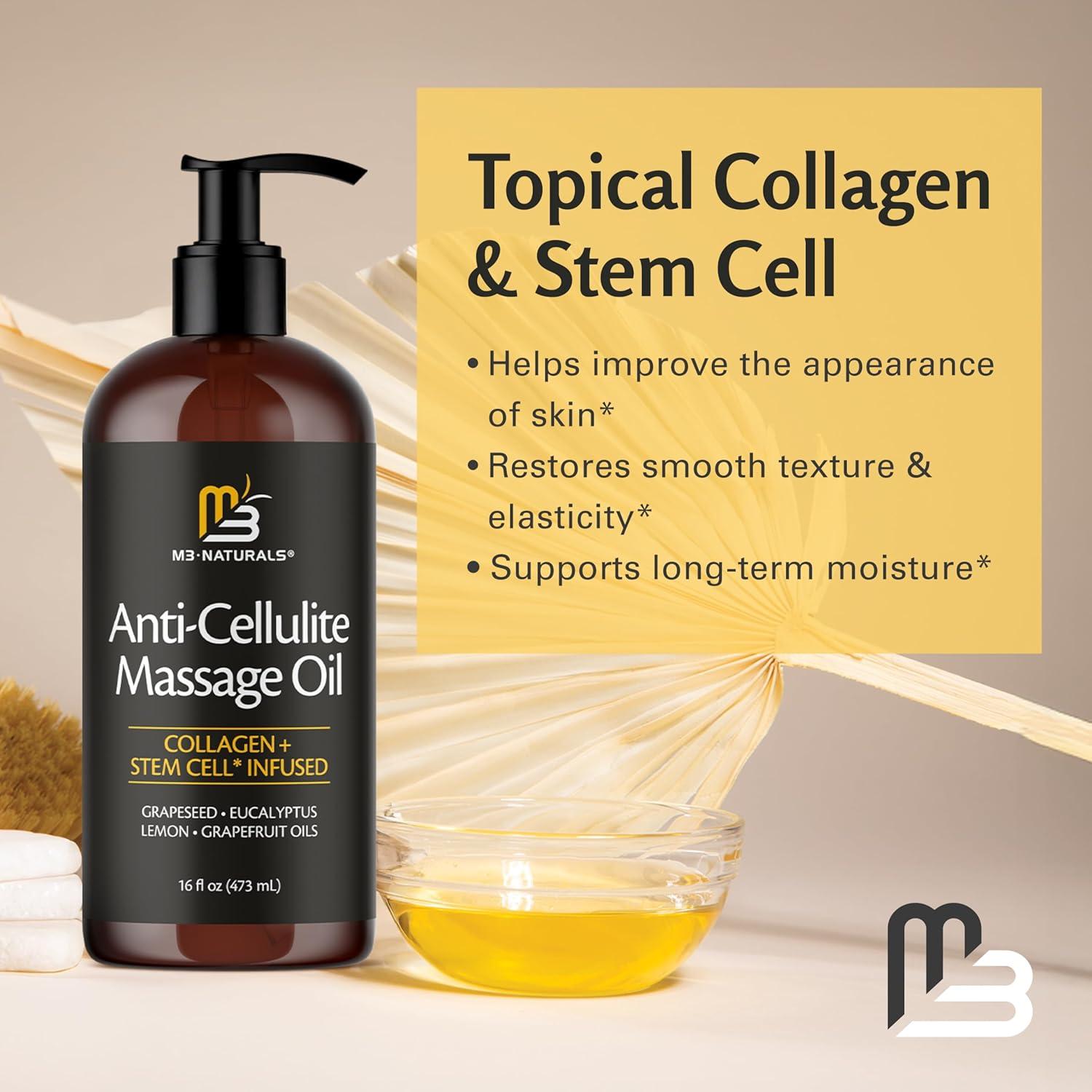 imageArnica Sore Muscle Massage Oil with Collagen Stem Cells and Menthol AntiCellulite Therapy for Full Body FastAbsorbing Multipurpose Treatment 8 fl oz by M3 NaturalsAntiCellulite Oil 16oz Pack of 1