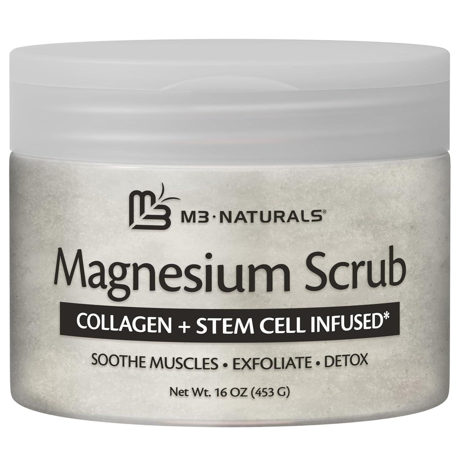 imageBrown Sugar Scrub Face Foot ampamp Body Exfoliator Infused with Collagen and Stem Cell Exfoliating Salt Body Scrub for Toning Skin Cellulite Skin Care 12oz by M3 NaturalsMagnesium Scrub