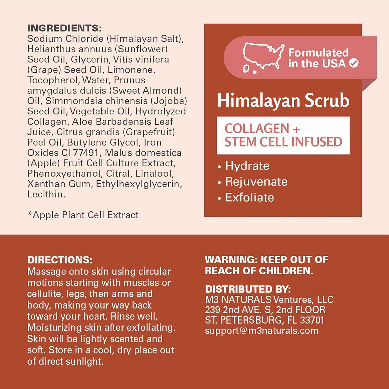 imageBrown Sugar Scrub Face Foot ampamp Body Exfoliator Infused with Collagen and Stem Cell Exfoliating Salt Body Scrub for Toning Skin Cellulite Skin Care 12oz by M3 NaturalsHimalayan Scrub 16 Ounce Pack of 1