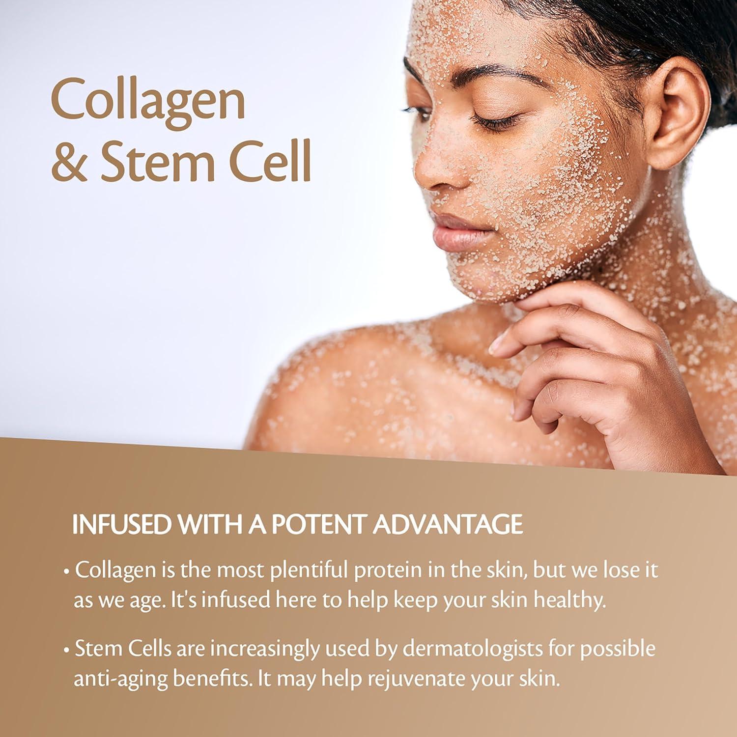 imageBrown Sugar Scrub Face Foot ampamp Body Exfoliator Infused with Collagen and Stem Cell Exfoliating Salt Body Scrub for Toning Skin Cellulite Skin Care 12oz by M3 NaturalsBrown Sugar