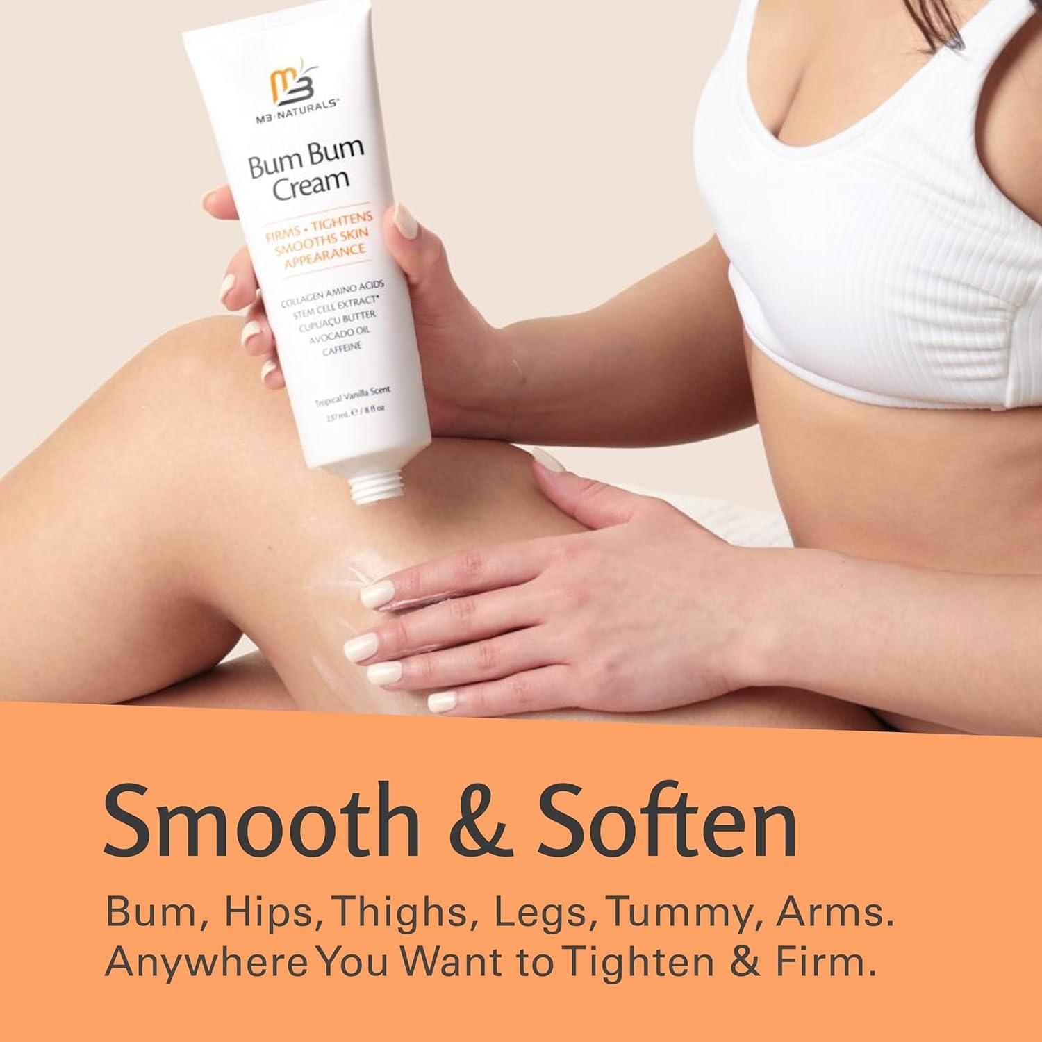 imageBum Bum Cream with Lemon Vanilla Scent 2in1 Skin Care Cellulite Treatment ampamp Massage Lotion NonGreasy Skin Tightening for Firm Butt Belly and Thighs with Cupuau Collagen and Caffeine 8 Fl OzBum Bum Cream