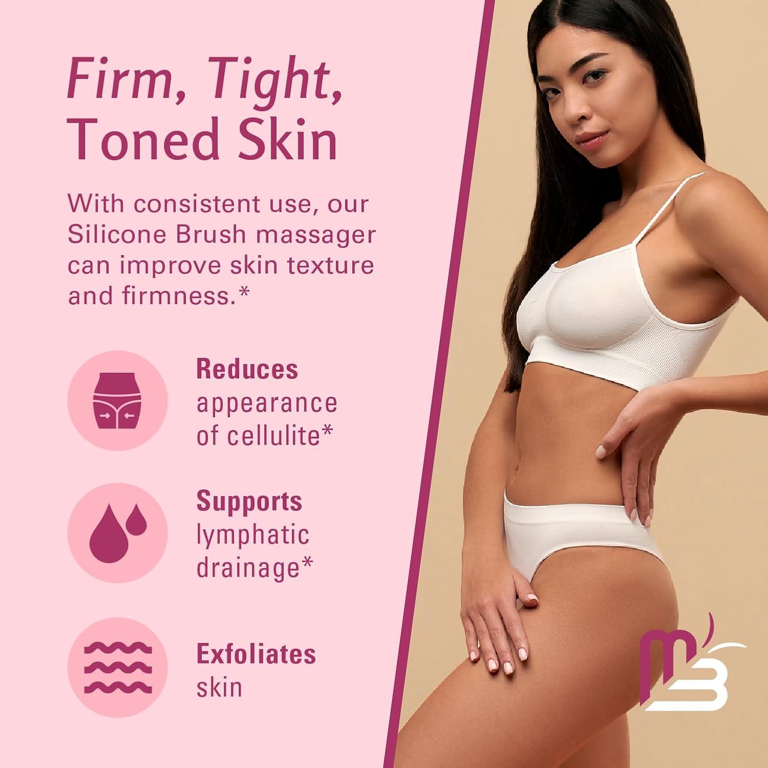 imageCellulite Massager Brush AntiCellulite Silicone Body Scrubber for Skin Smoothing Toning and Firming Handheld Exfoliator for Scalp and Muscles by M3 NaturalsSilicone Brush