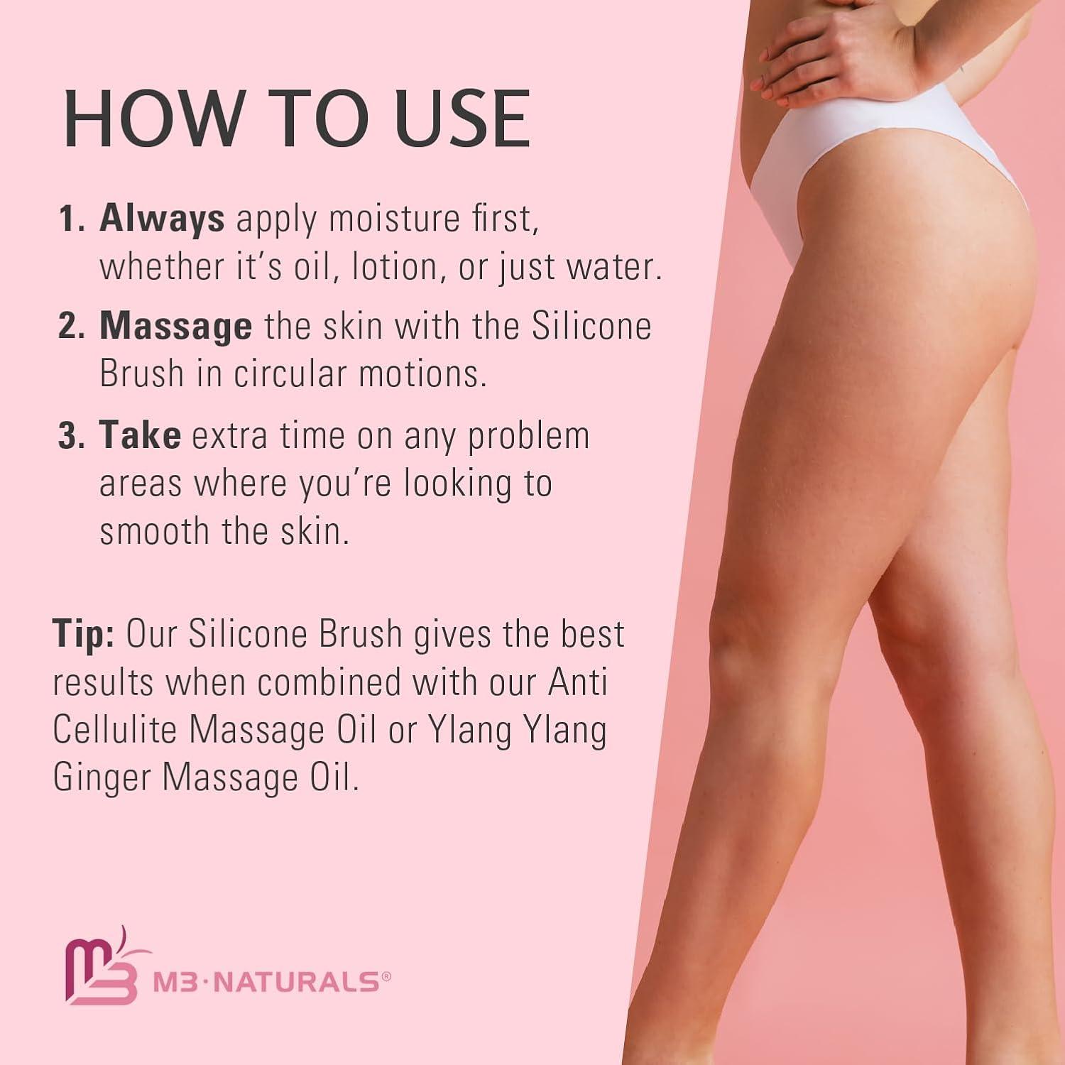 imageCellulite Massager Brush AntiCellulite Silicone Body Scrubber for Skin Smoothing Toning and Firming Handheld Exfoliator for Scalp and Muscles by M3 NaturalsSilicone Brush