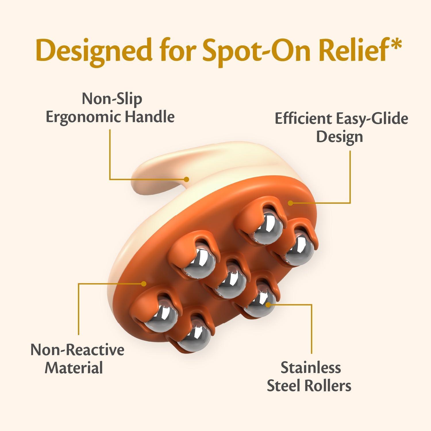 imageM3 Naturals Anti Cellulite Roller ampamp Lymphatic Drainage Massager Fascia Blaster for Contoured ampamp Smoother Skin Tool for Sore Arms Legs Stomach ampamp Buttocks MulticolorOrange Lymphatic Massager