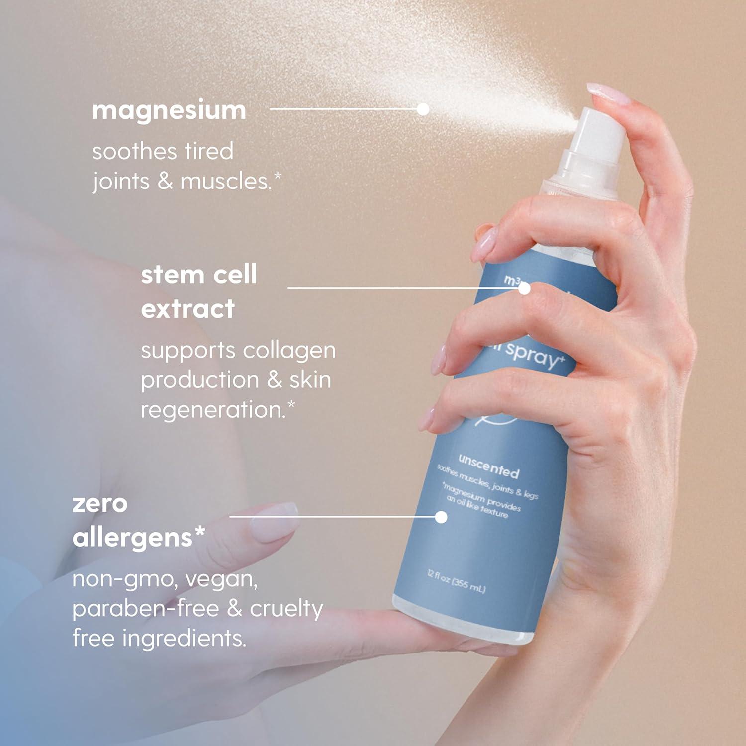 imageM3 Naturals Unscented Magnesium Lotion for Sleep ampamp Leg Cramps Suitable for Sensitive Skin Helps with Muscle Relaxation Soothes Tired Legs ampamp Foot Aches and Supports Restful Nights 8 fl ozMagnesium Oil Spray