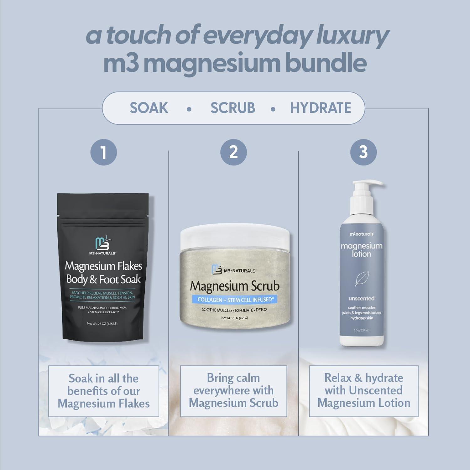 imageM3 Naturals Unscented Magnesium Lotion for Sleep ampamp Leg Cramps Suitable for Sensitive Skin Helps with Muscle Relaxation Soothes Tired Legs ampamp Foot Aches and Supports Restful Nights 8 fl ozUnscented Magnesium Lotion