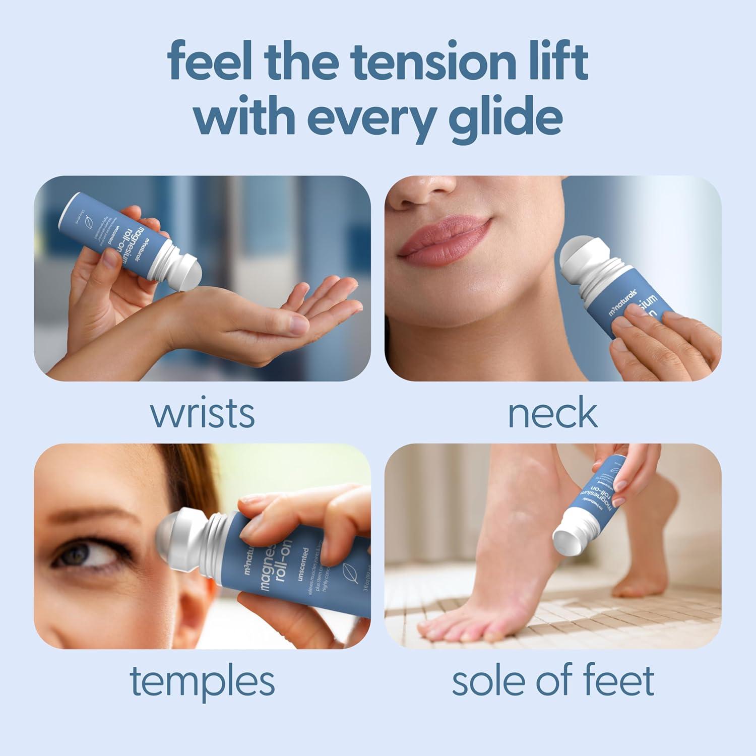 imageM3 Naturals Unscented Magnesium Lotion for Sleep ampamp Leg Cramps Suitable for Sensitive Skin Helps with Muscle Relaxation Soothes Tired Legs ampamp Foot Aches and Supports Restful Nights 8 fl ozMagnesium Roll On