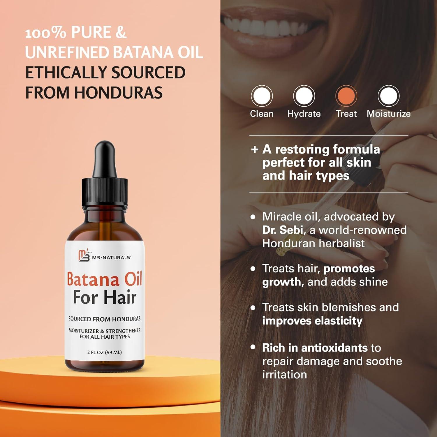 imageM3 Naturals Vegan Batana Oil Unrefined Batana Oil for Hair ampamp Skin Supports Healthy Skin ampamp Collagen Production 100 Pure Batana ampamp NonGMO 2 FL OZ 59 MLBatana Oil 1 Pack