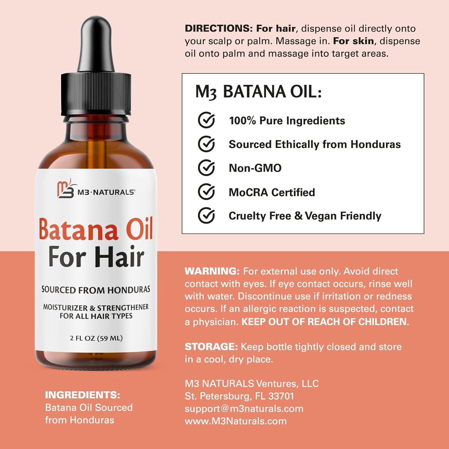 imageM3 Naturals Vegan Batana Oil Unrefined Batana Oil for Hair ampamp Skin Supports Healthy Skin ampamp Collagen Production 100 Pure Batana ampamp NonGMO 2 FL OZ 59 MLBatana Oil 1 Pack
