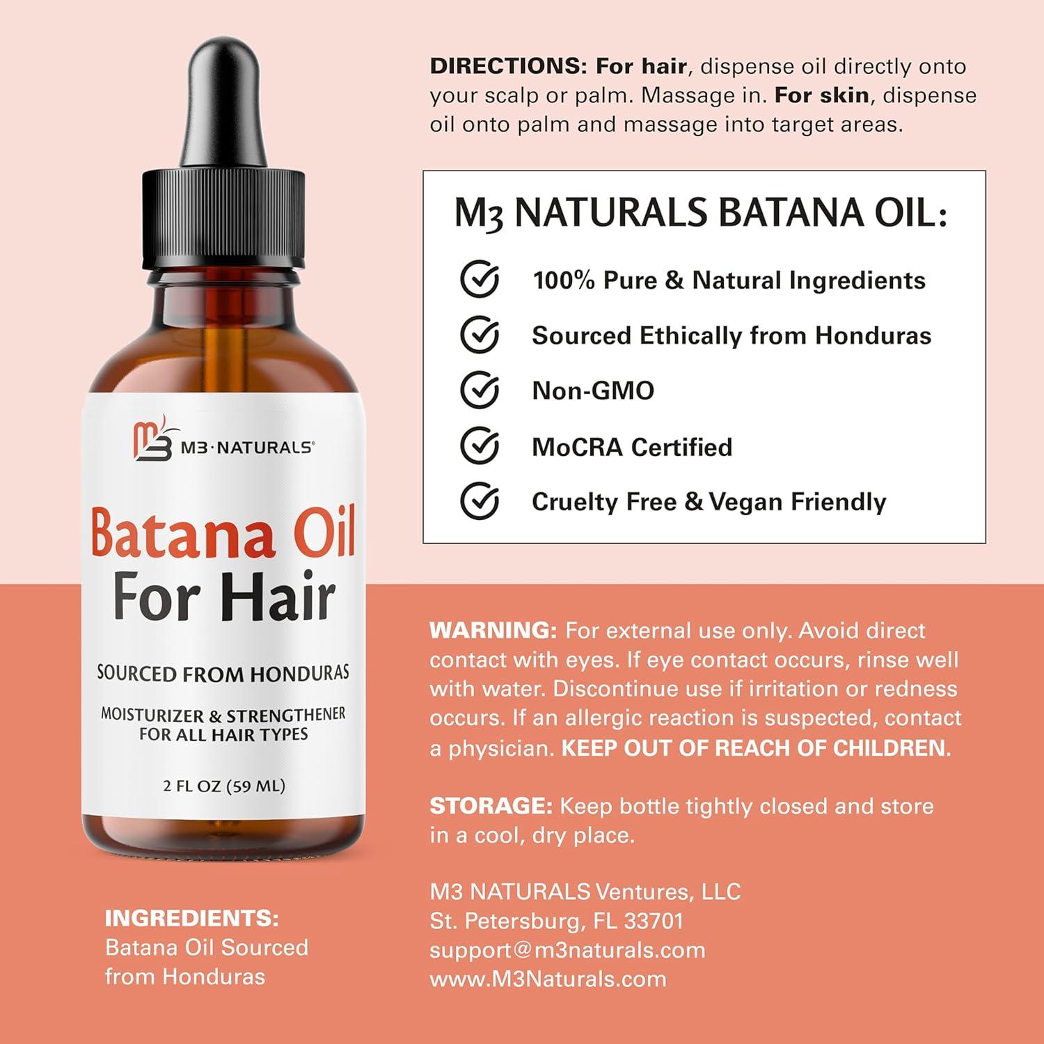imageM3 Naturals Vegan Batana Oil Unrefined Batana Oil for Hair ampamp Skin Supports Healthy Skin ampamp Collagen Production 100 Pure Batana ampamp NonGMO 2 FL OZ 59 MLBatana Oil 2 Pack