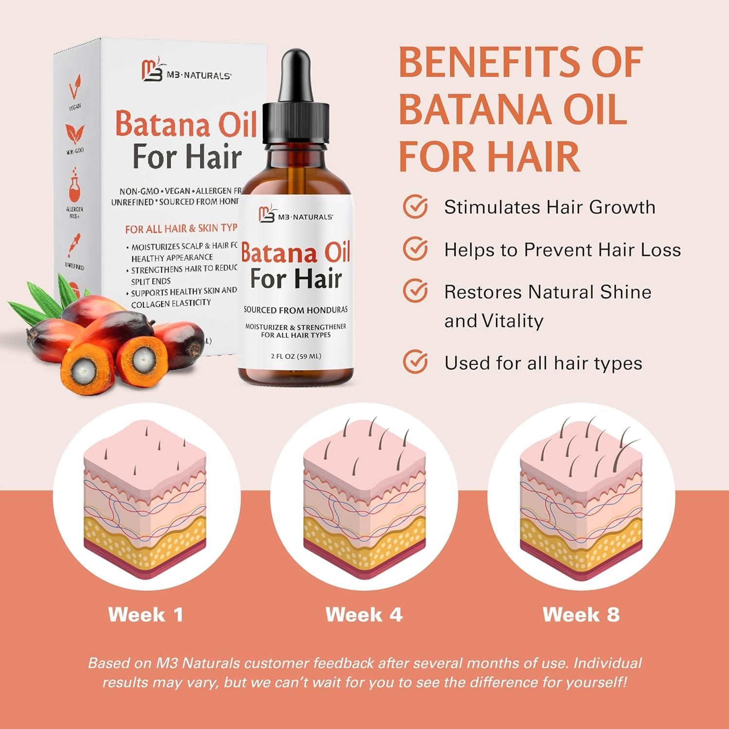 imageM3 Naturals Vegan Batana Oil Unrefined Batana Oil for Hair ampamp Skin Supports Healthy Skin ampamp Collagen Production 100 Pure Batana ampamp NonGMO 2 FL OZ 59 MLBatana Oil 3 Pack