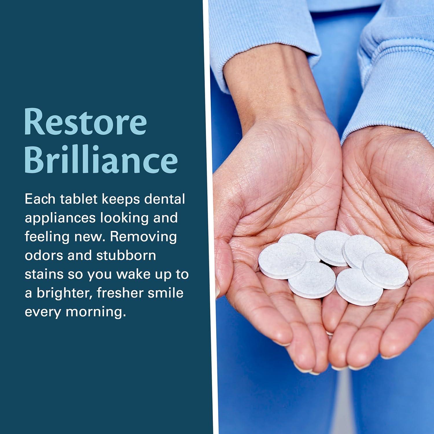 imageRetainer Cleanser Tablets Cleaner Removes Odors Discoloration Stains and Plaque 2 Month Supply Denture Cleansers Retainers Mouth Guards Denture Bath Mint by M3 NaturalsOvernight Whitening 120 Count