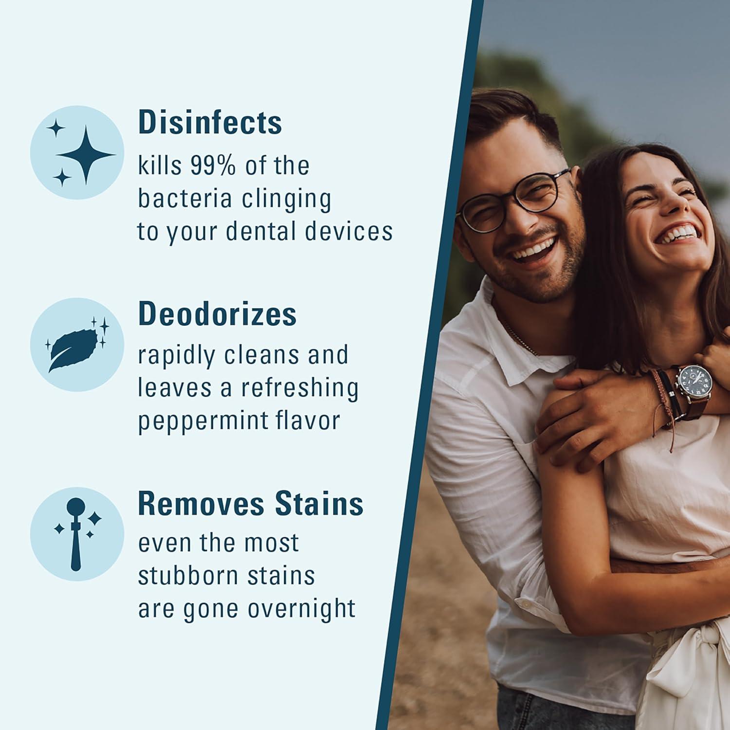 imageRetainer Cleanser Tablets Cleaner Removes Odors Discoloration Stains and Plaque 2 Month Supply Denture Cleansers Retainers Mouth Guards Denture Bath Mint by M3 NaturalsDental Cleaning Kit 1 Count