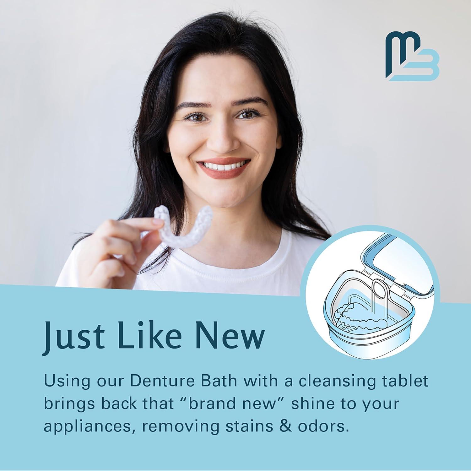 imageRetainer Cleanser Tablets Cleaner Removes Odors Discoloration Stains and Plaque 2 Month Supply Denture Cleansers Retainers Mouth Guards Denture Bath Mint by M3 NaturalsBath Case 1 Count