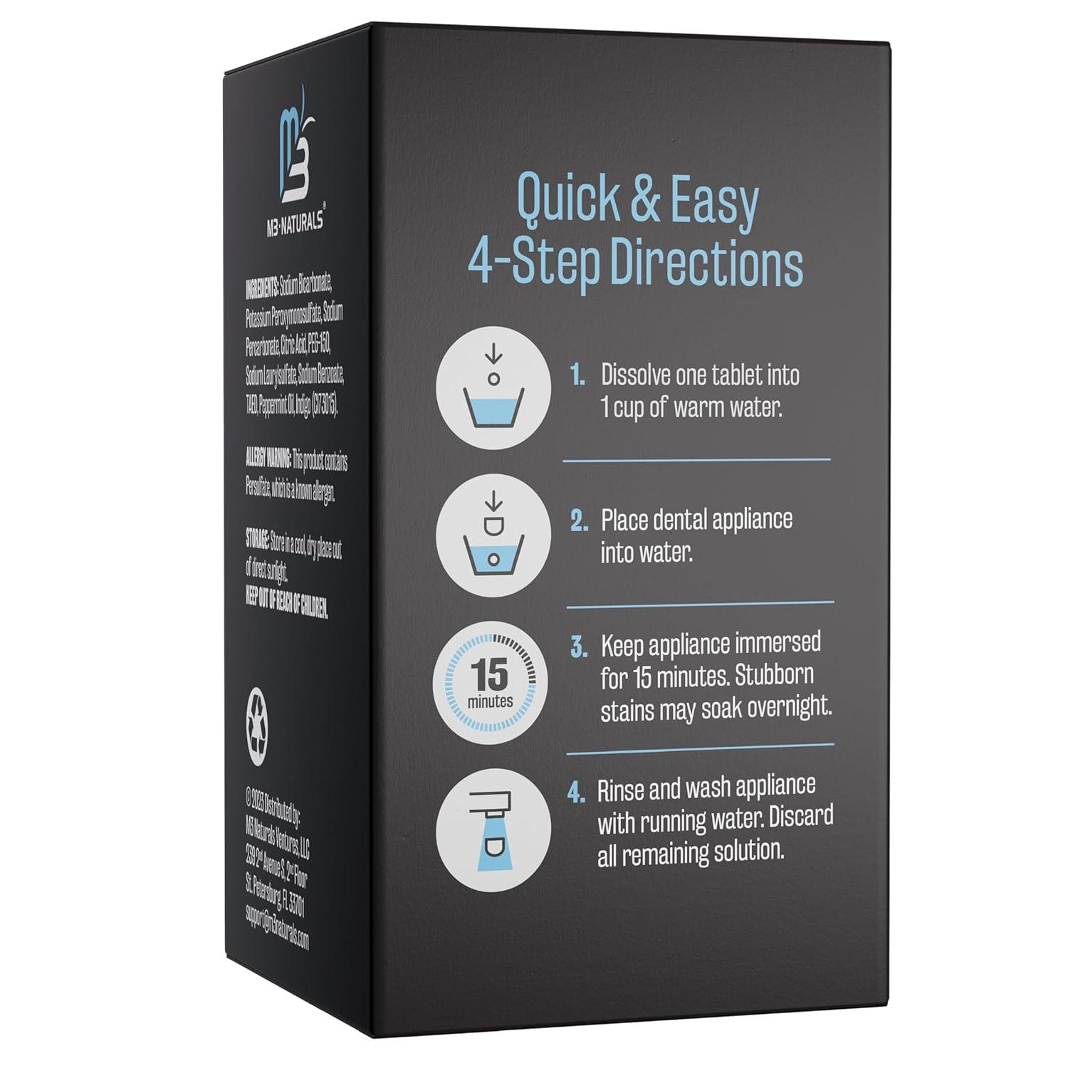 imageRetainer Cleanser Tablets Cleaner Removes Odors Discoloration Stains and Plaque 2 Month Supply Denture Cleansers Retainers Mouth Guards Denture Bath Mint by M3 Naturals60 Count