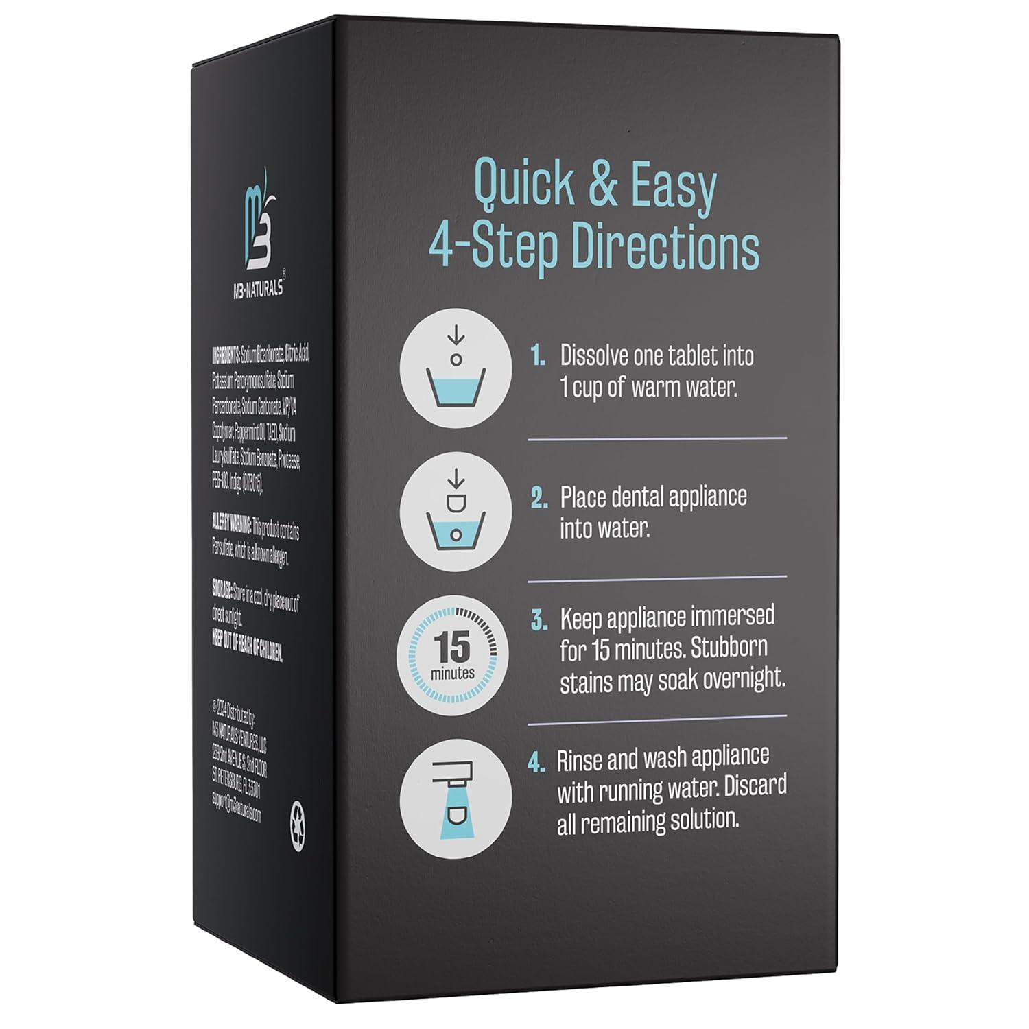 imageRetainer Cleanser Tablets Cleaner Removes Odors Discoloration Stains and Plaque 2 Month Supply Denture Cleansers Retainers Mouth Guards Denture Bath Mint by M3 NaturalsCoffee Tea Retainer Cleaner 120 Count