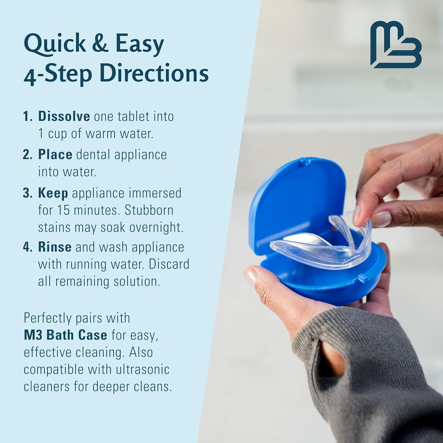 imageRetainer Cleanser Tablets Cleaner Removes Odors Discoloration Stains and Plaque 2 Month Supply Denture Cleansers Retainers Mouth Guards Denture Bath Mint by M3 Naturals120 Count