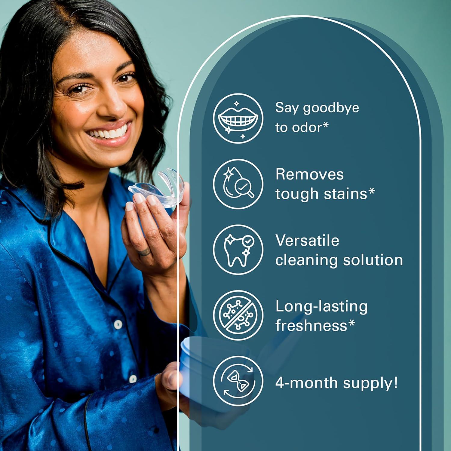 imageRetainer Cleanser Tablets Cleaner Removes Odors Discoloration Stains and Plaque 2 Month Supply Denture Cleansers Retainers Mouth Guards Denture Bath Mint by M3 NaturalsCoffee Tea Retainer Cleaner 120 Count