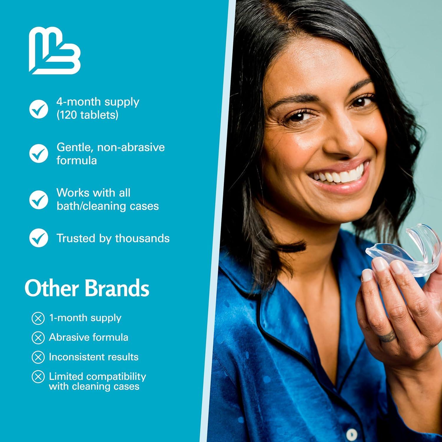 imageRetainer Cleanser Tablets Cleaner Removes Odors Discoloration Stains and Plaque 2 Month Supply Denture Cleansers Retainers Mouth Guards Denture Bath Mint by M3 Naturals120 Count