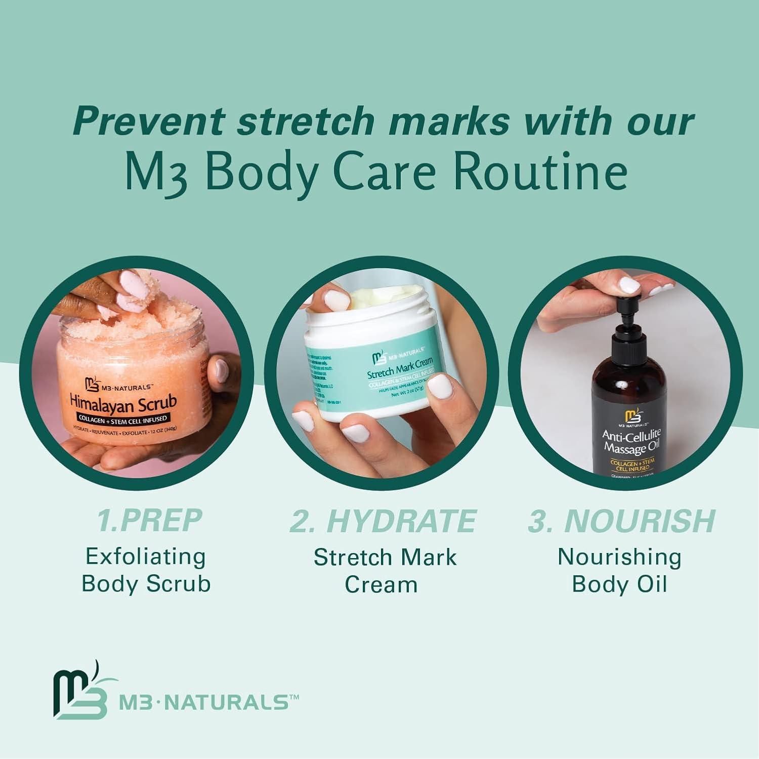 imageStretch Mark Cream Infused with Collagen ampamp Stem Cell Maternity Skincare Oil Removes Stretch Mark Prevention ampamp Scar Remover Lotion Green Tea Extract ampamp Raspberry Ketones 2oz by M3 Naturals