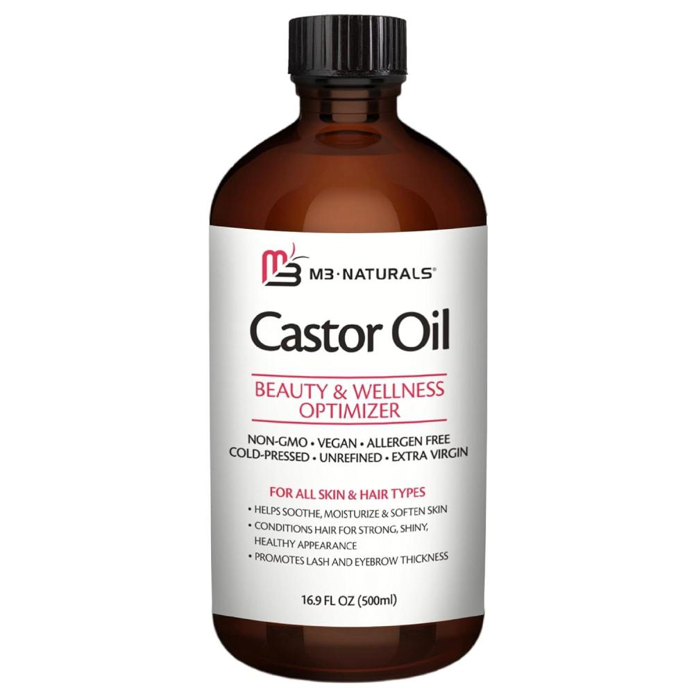 image100 Pure Organic Castor Oil for Hair Lash and Eyebrow Growth Lymphatic Drainage and Skin Hydration HexaneFree Cold Pressed Unrefined in a 4 fl oz Glass Bottle with DropperCastor Oil 500 ML