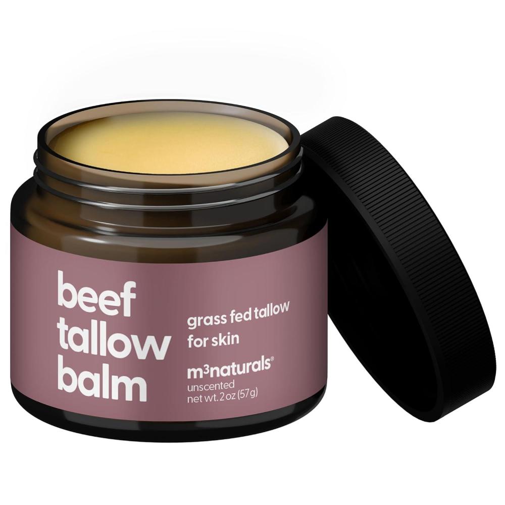 image100 Unscented Grass Fed Beef Tallow for Skin Body and Face Fragrance Free Moisturizing Honey Balm with ColdPressed Olive Oil and Beeswax Suitable For Dry Sensitive ampamp Irritated Skin 2 oz 57g