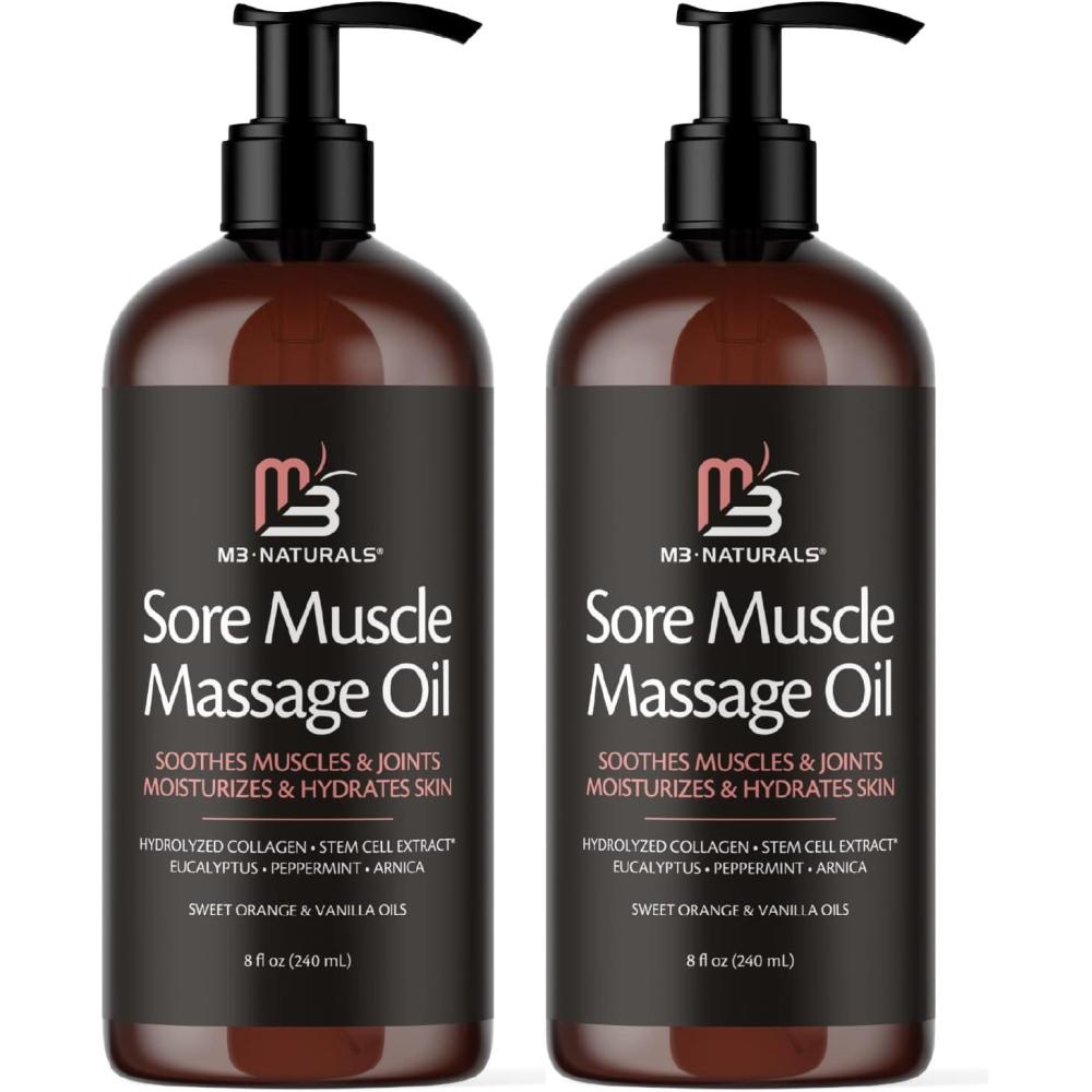 imageArnica Sore Muscle Massage Oil with Collagen Stem Cells and Menthol AntiCellulite Therapy for Full Body FastAbsorbing Multipurpose Treatment 8 fl oz by M3 NaturalsSore Muscle 2 Pack
