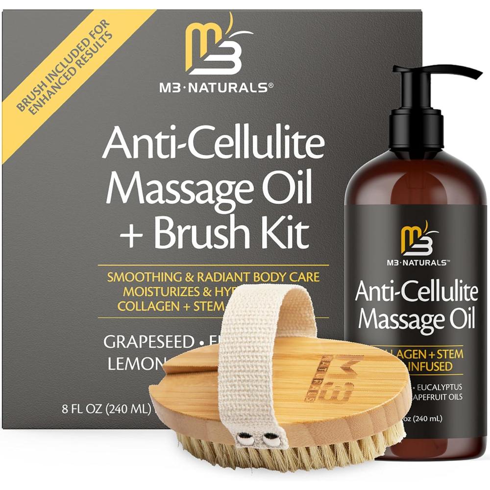 imageArnica Sore Muscle Massage Oil with Collagen Stem Cells and Menthol AntiCellulite Therapy for Full Body FastAbsorbing Multipurpose Treatment 8 fl oz by M3 NaturalsAntiCellulite Oil Brush Kit