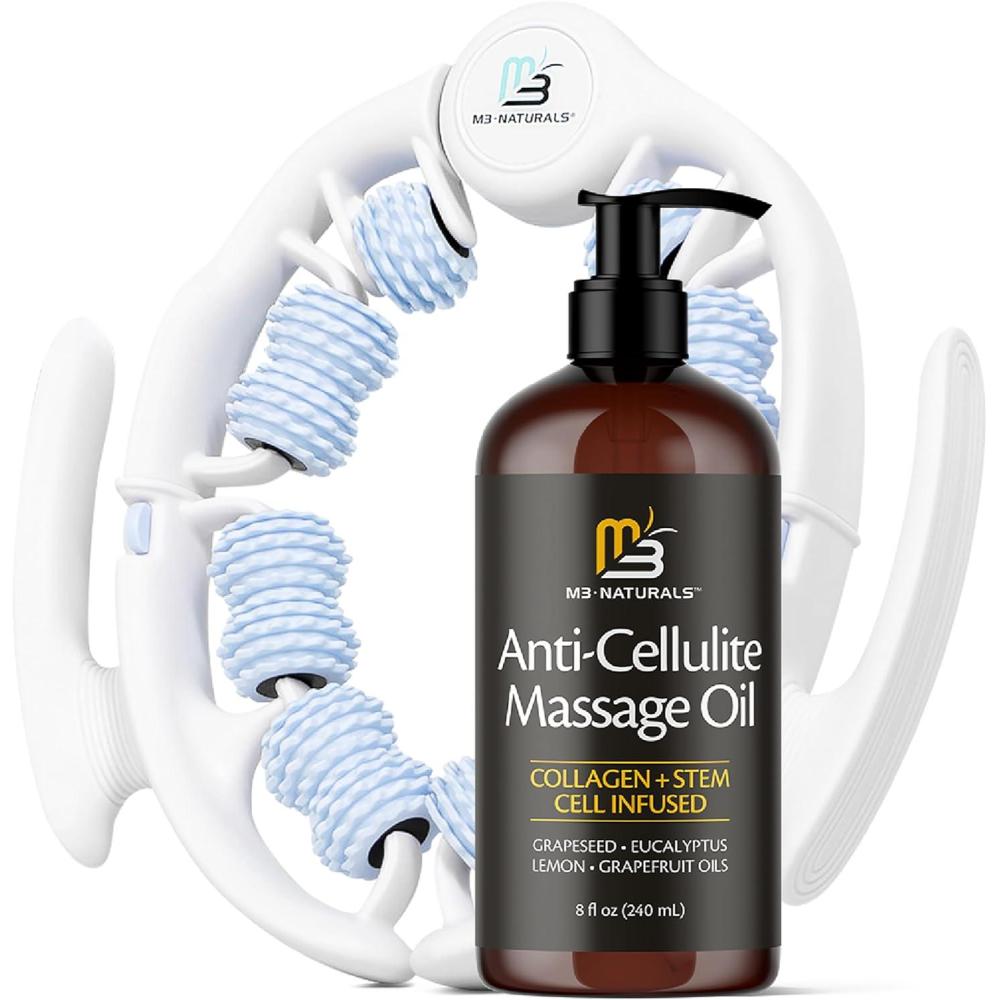 imageArnica Sore Muscle Massage Oil with Collagen Stem Cells and Menthol AntiCellulite Therapy for Full Body FastAbsorbing Multipurpose Treatment 8 fl oz by M3 NaturalsAnti Cellulite Oil and Lymphatic Drainage Massager Kit