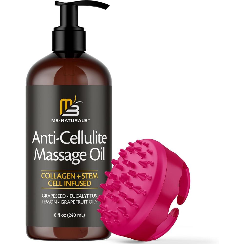 imageArnica Sore Muscle Massage Oil with Collagen Stem Cells and Menthol AntiCellulite Therapy for Full Body FastAbsorbing Multipurpose Treatment 8 fl oz by M3 NaturalsAntiCellulite Oil Silicone Body Brush