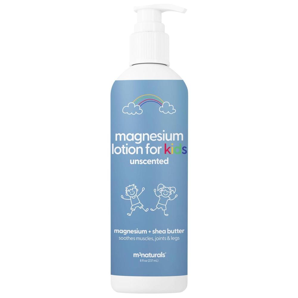imageM3 Naturals Unscented Magnesium Lotion for Sleep ampamp Leg Cramps Suitable for Sensitive Skin Helps with Muscle Relaxation Soothes Tired Legs ampamp Foot Aches and Supports Restful Nights 8 fl ozUnscented Magnesium Lotion for Kids