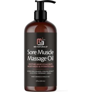 Arnica Sore Muscle Massage Oil with Collagen, Stem Cells, and Menthol, Anti-Cellulite Therapy for Full Body, Fast-Absorbing Multipurpose Treatment, 8 fl oz by M3 Naturals(Sore Muscle (1 Pack))