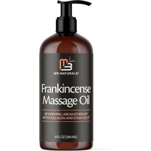 Arnica Sore Muscle Massage Oil with Collagen, Stem Cells, and Menthol, Anti-Cellulite Therapy for Full Body, Fast-Absorbing Multipurpose Treatment, 8 fl oz by M3 Naturals(Frankincense Oil)