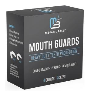 Dental Mouth Guards for Teeth Grinding & Clenching – Custom Fit Nighttime Protection Anti Teeth Grinding Guard for Sleeping for Adults & Kids – Includes 4 Total BPA Free Guards & 1 Case by M3 Naturals
