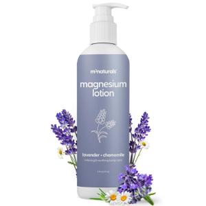 M3 Naturals Unscented Magnesium Lotion for Sleep & Leg Cramps, Suitable for Sensitive Skin, Helps with Muscle Relaxation, Soothes Tired Legs & Foot Aches and Supports Restful Nights, 8 fl oz(Lavender & Chamomile Magnesium Lotion)
