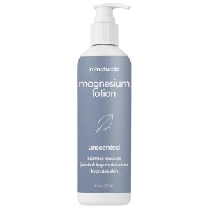 M3 Naturals Unscented Magnesium Lotion for Sleep & Leg Cramps, Suitable for Sensitive Skin, Helps with Muscle Relaxation, Soothes Tired Legs & Foot Aches and Supports Restful Nights, 8 fl oz(Unscented Magnesium Lotion)