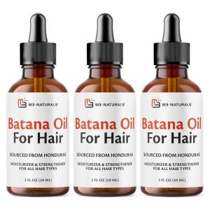 M3 Naturals Vegan Batana Oil | Unrefined Batana Oil for Hair & Skin | Supports Healthy Skin & Collagen Production | 100% Pure Batana & Non-GMO | 2 FL OZ (59 ML)(Batana Oil 3 Pack)