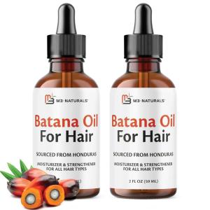 M3 Naturals Vegan Batana Oil | Unrefined Batana Oil for Hair & Skin | Supports Healthy Skin & Collagen Production | 100% Pure Batana & Non-GMO | 2 FL OZ (59 ML)(Batana Oil 2 Pack)