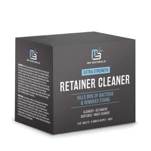 Retainer Cleanser Tablets Cleaner, Removes Odors Discoloration Stains and Plaque 2 Month Supply Denture Cleansers Retainers Mouth Guards Denture Bath Mint by M3 Naturals(240 Count)